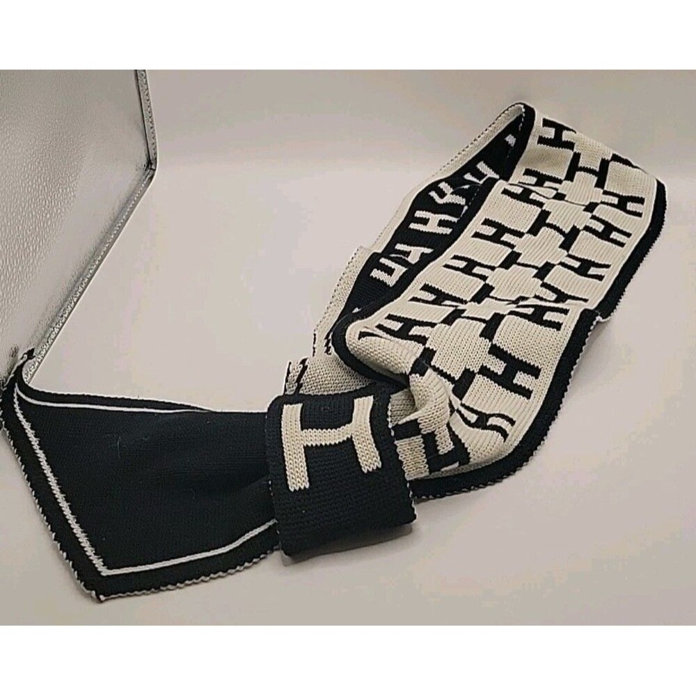 Skinny Knitted Scarf Women Winter Pull-Through Design Letter Pattern Neckerchief